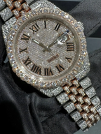 Luxury Overgild Rainbow Gemstone Bezel Chronograph Moissanite Diamond Watch