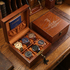 Solid Wood Watch Box Organizer with Lock & Key, Personalized Men's Jewelry Display Case with Passport Pocket