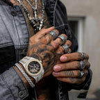 Skeleton Dial Two Tone Iced Out Moissanite Diamond Watch