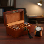Solid Wood Watch Box Organizer with Lock & Key, Personalized Men's Jewelry Display Case with Passport Pocket