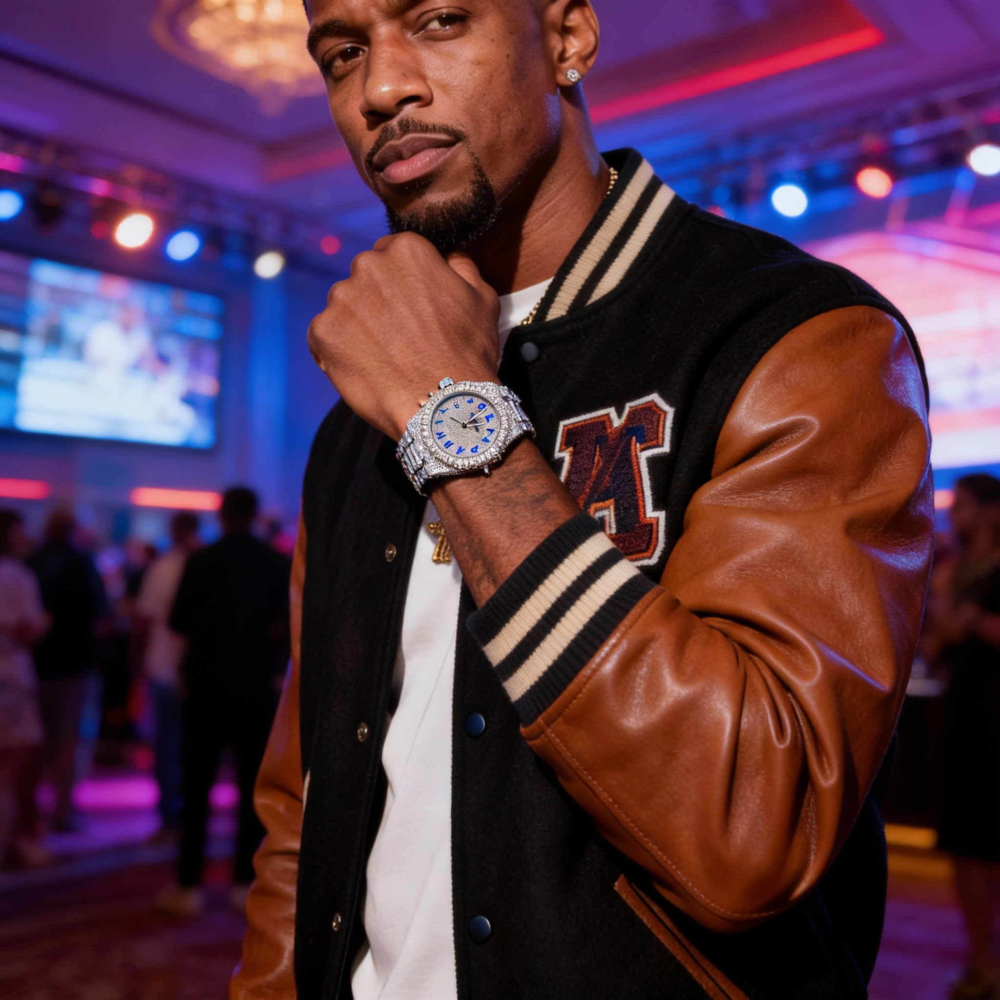 AP Royal Oak Blue Arabic Dial Iced Out Moissanite Diamond Watch