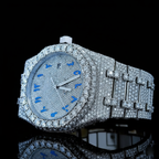 AP Royal Oak Blue Arabic Dial Iced Out Moissanite Diamond Watch