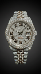 Luxury Overgild Rainbow Gemstone Bezel Chronograph Moissanite Diamond Watch