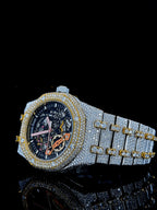 Skeleton Dial Two Tone Iced Out Moissanite Diamond Watch